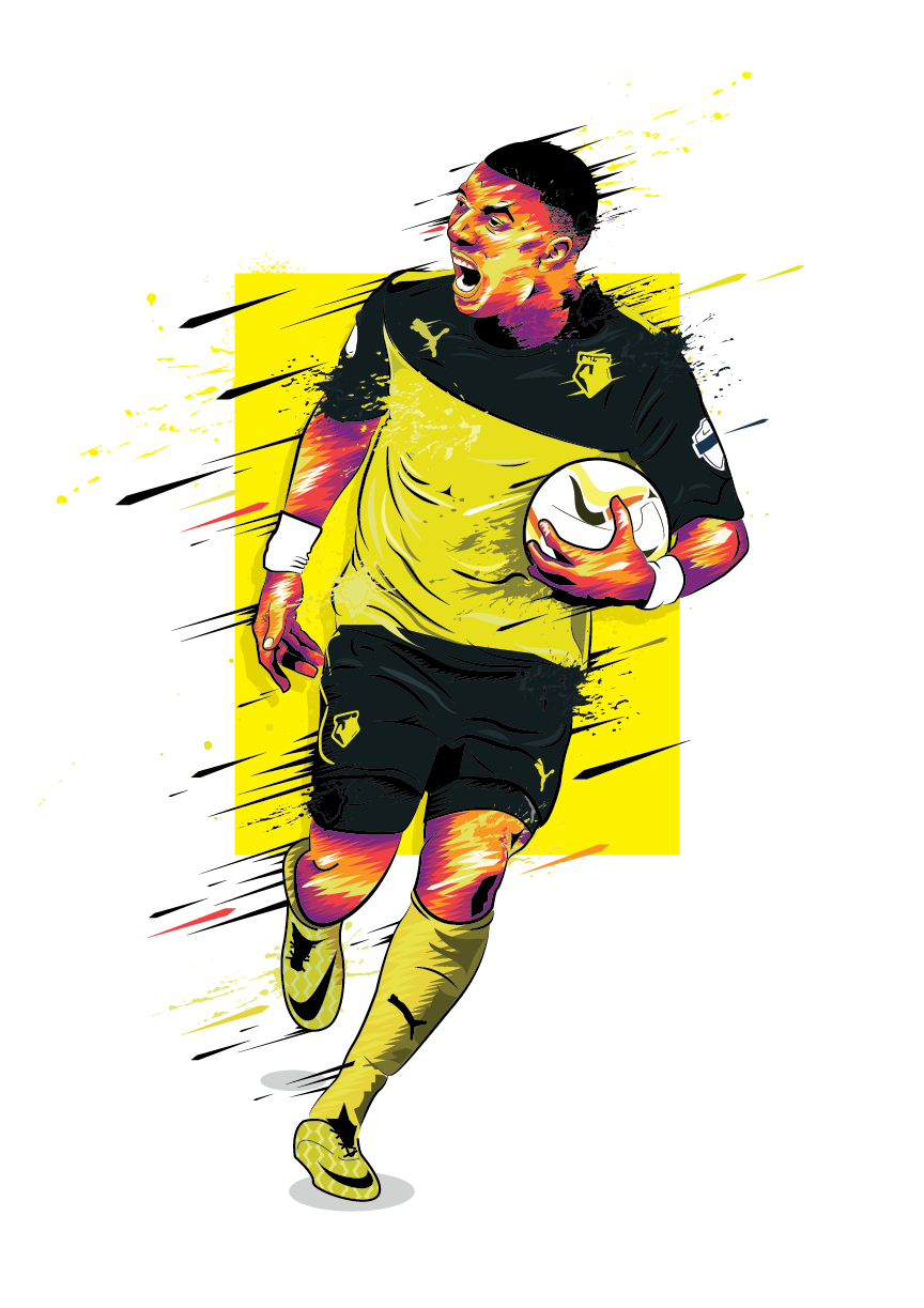 troy deeney Watford fc  watford Championship Premier League football soccer yellow army Character player goal striker design hornets print