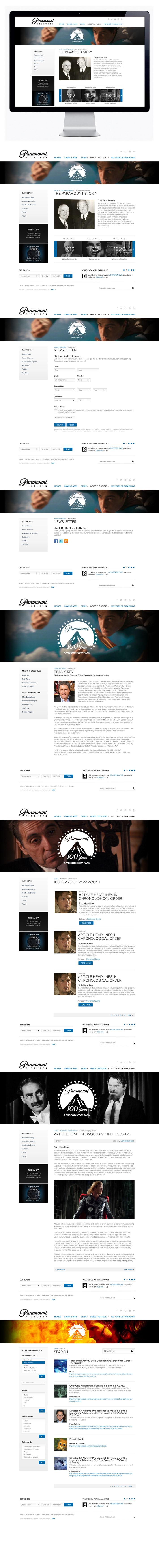 Paramount Paramount Pictures Website Web design Movies films