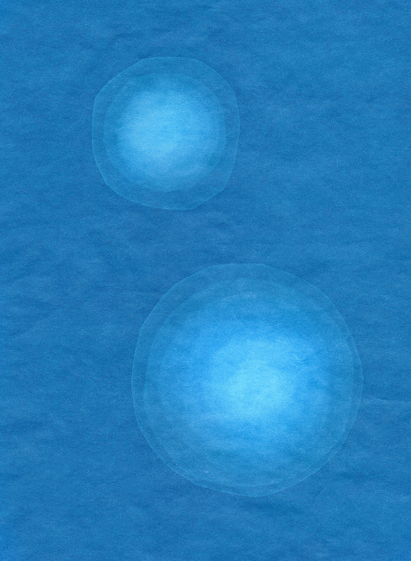 blue circles construction paper cyanotype sunprint sunprinting wax paper