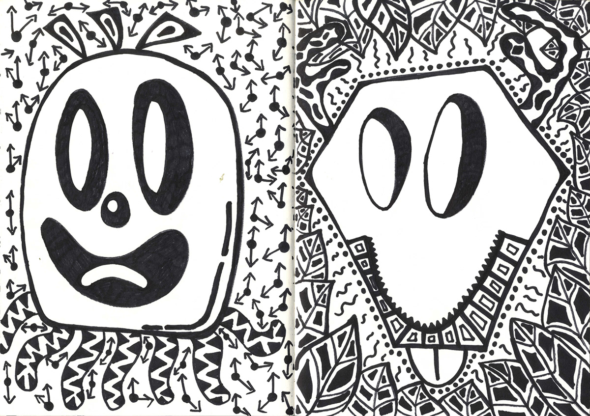 monster sketch cute Patterns characters Marker