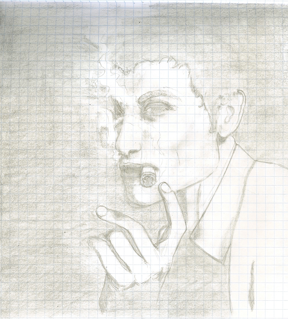 sketch cigar smoking portrait human face person people pencil