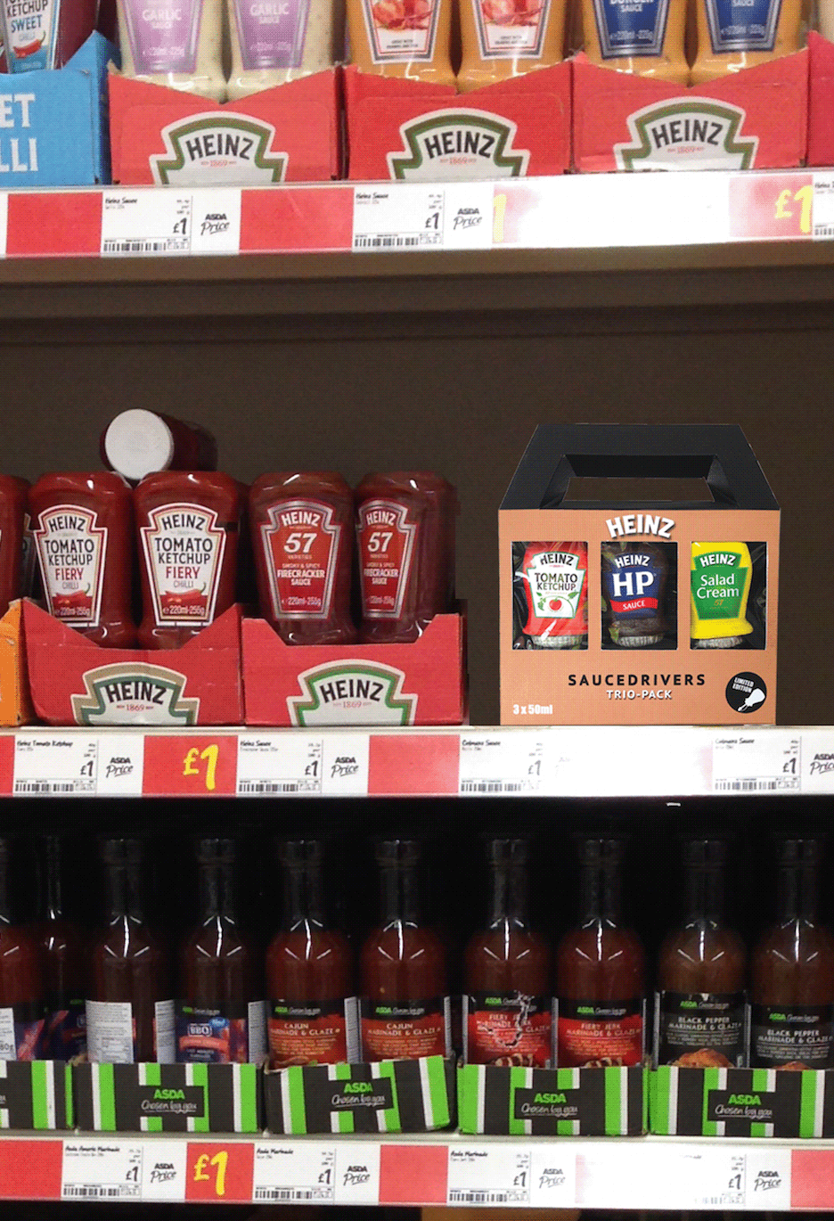 heinz miniature bottles ketchup Salad Cream hp sauce trio pack multipack d& ad brief