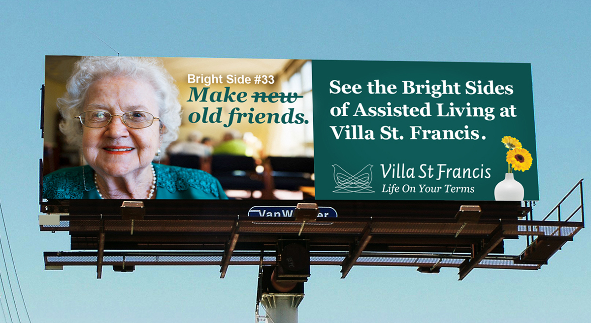 assisted living billboard newspaper facebook bright sides Elderly healthcare campaign