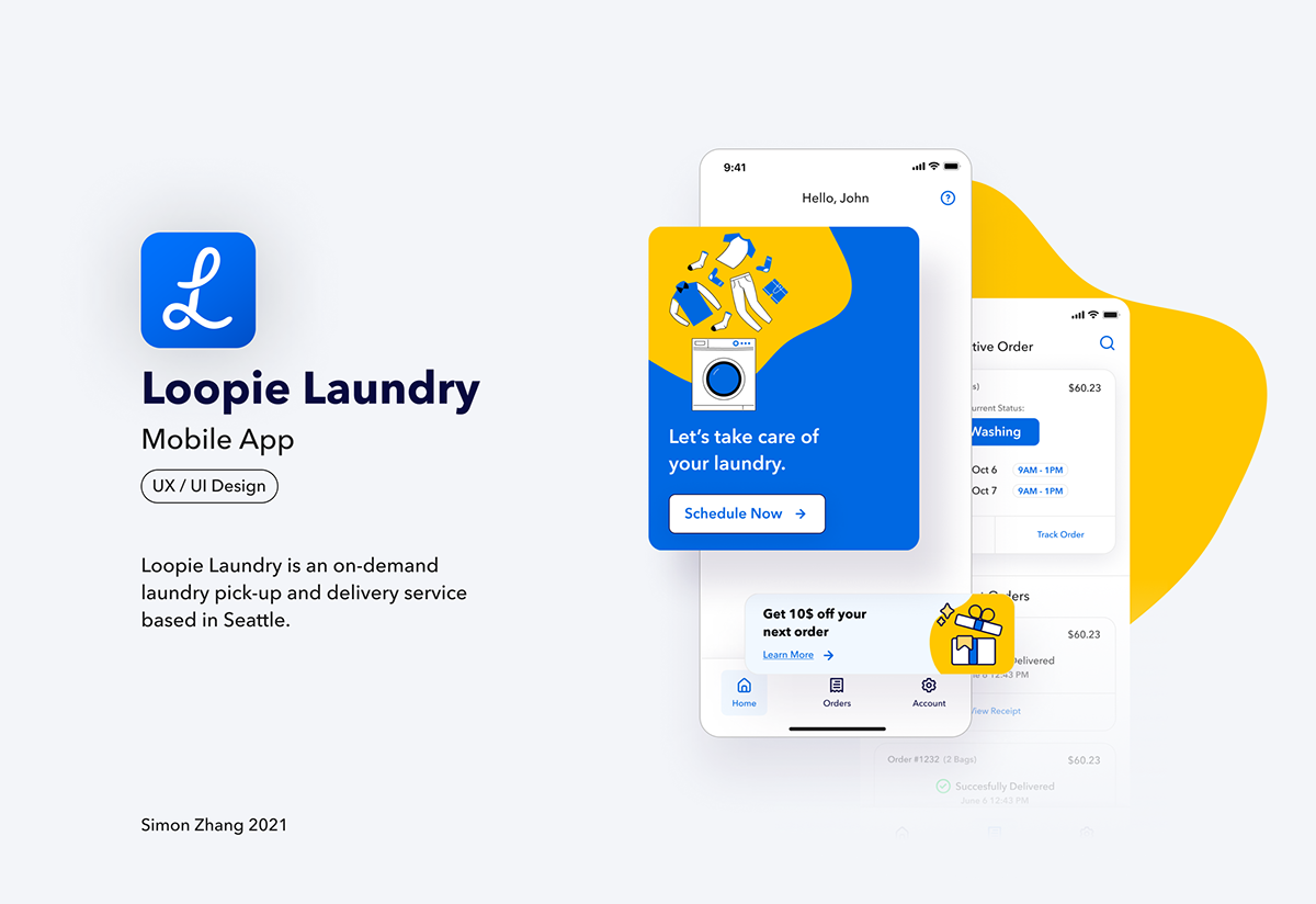 app laundry Loopie mobile ui design UX design
