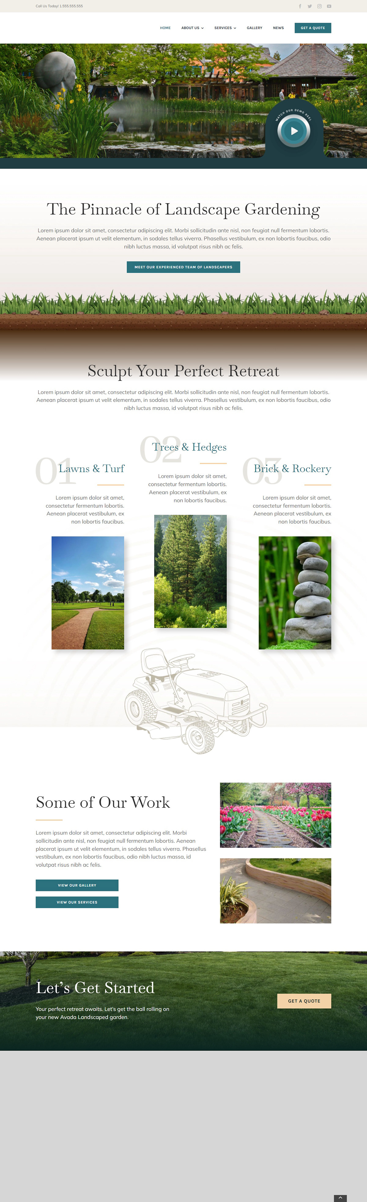 Landscaper Website gardening Nature Landscape Web Design  landing page UI/UX wordpress elementor ui design