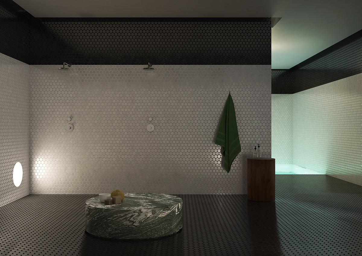 swimming pool architecture mosaic pattern interior design  hote Spa suite