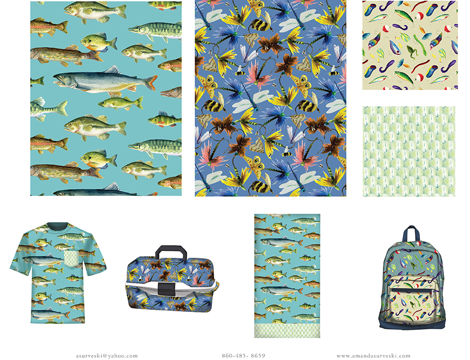 Collection pattern prints pattern design  textile design  tshirt bag fish underwater leurs