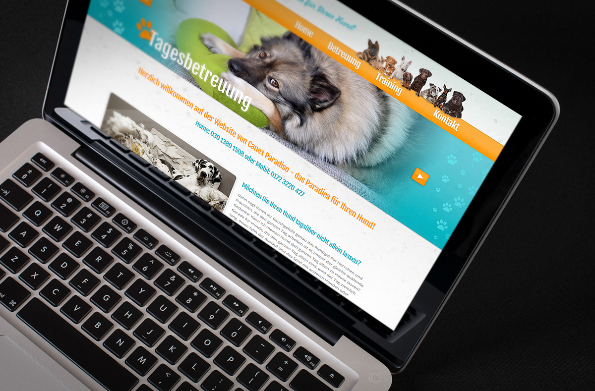 Website homepage dog Client