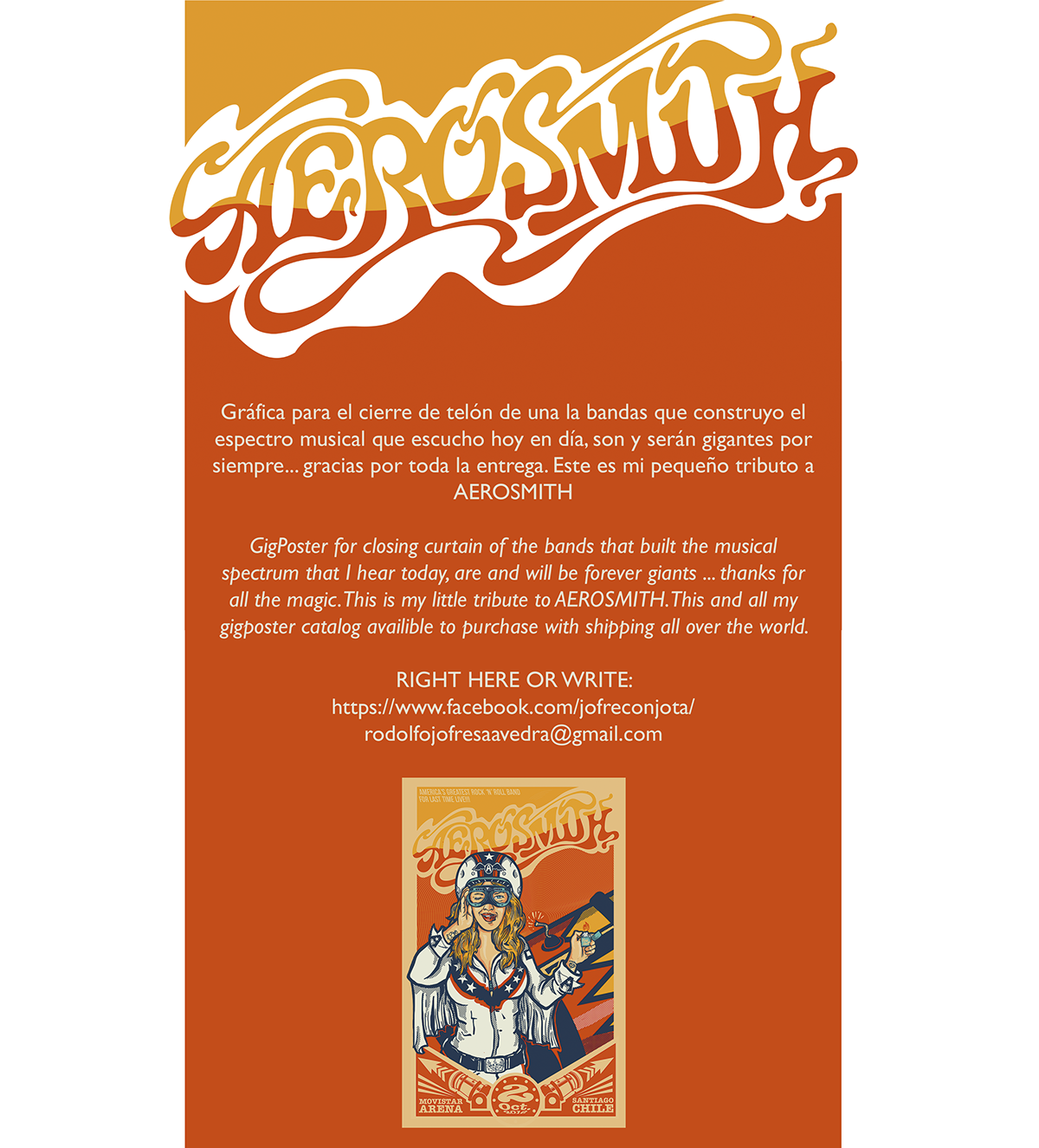 GigPoster poster Aerosmith afiche chile rock cartel steven Tyler gig