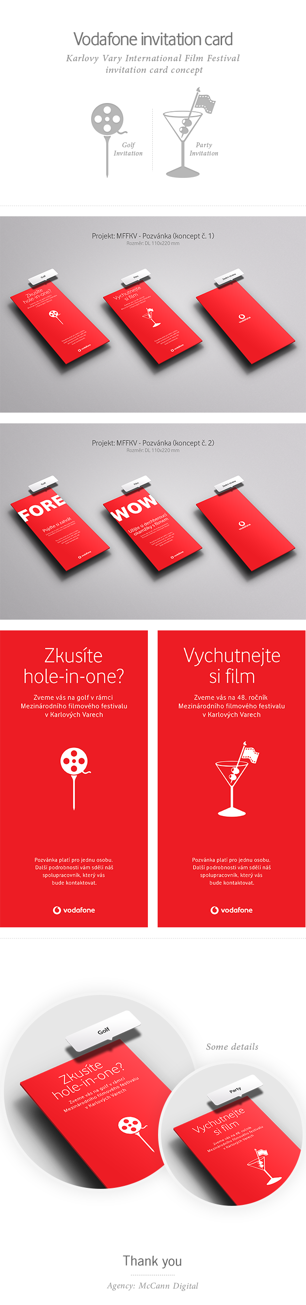 vodafone print Icon golf MFFKV Invitation Card minimal design red