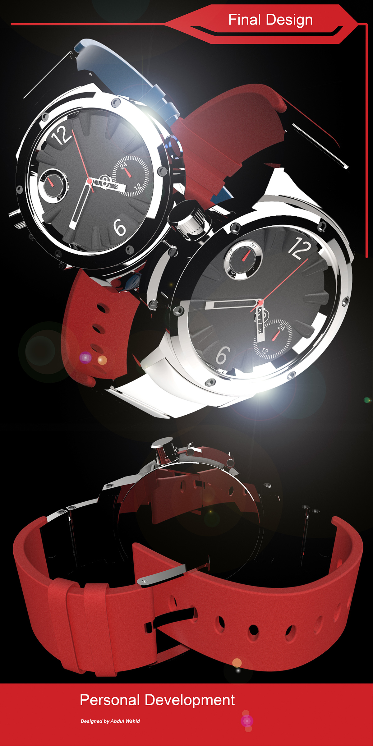 watch design timepieces modern luxury clock photoshop keyshot Autodesk water splash