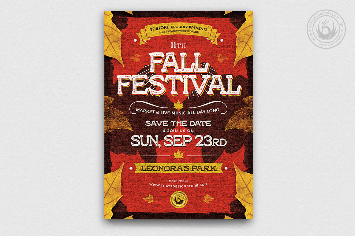 Fall autumn flyer poster template psd party season festival club