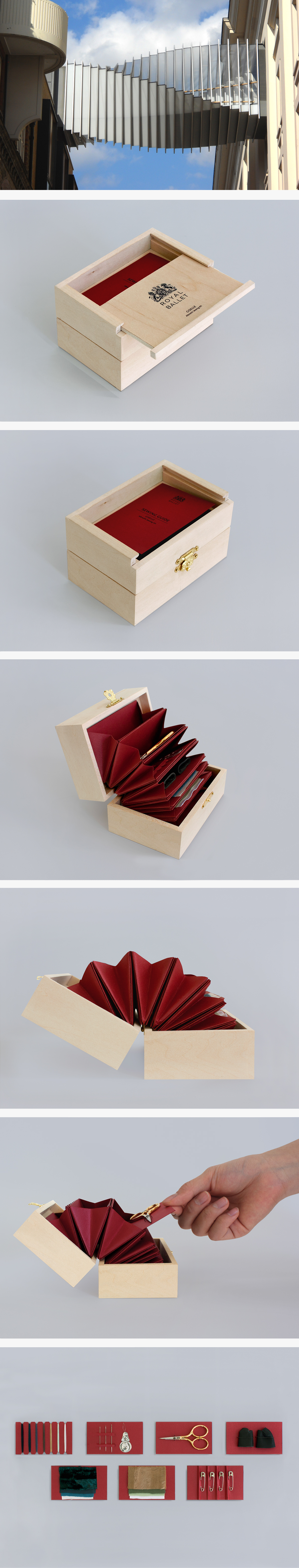 sewing kit ballet box Twist origami  fabric bridge