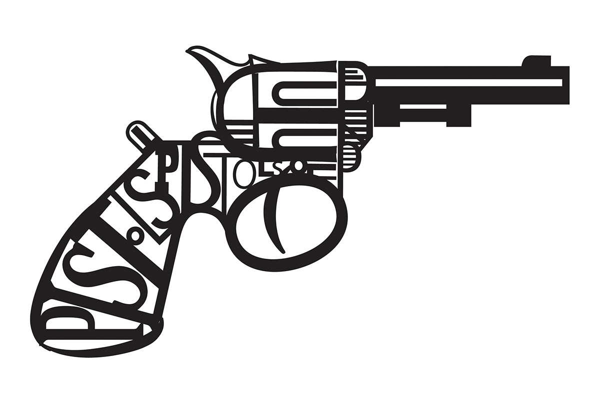 Pistols Illustration by Alane Marco created entirely with type
