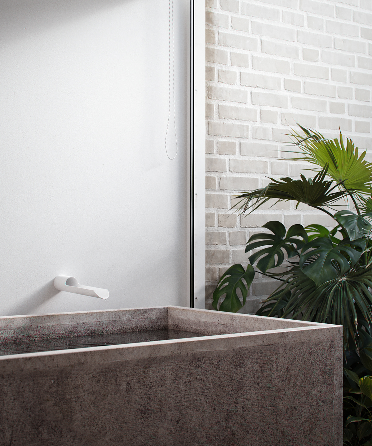 3D architecture archviz bath bathroom bathtub concrete corona render  interior design  Minimalism