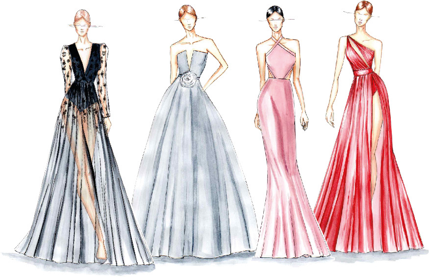 bridal design Fashion  Evening designer sketch