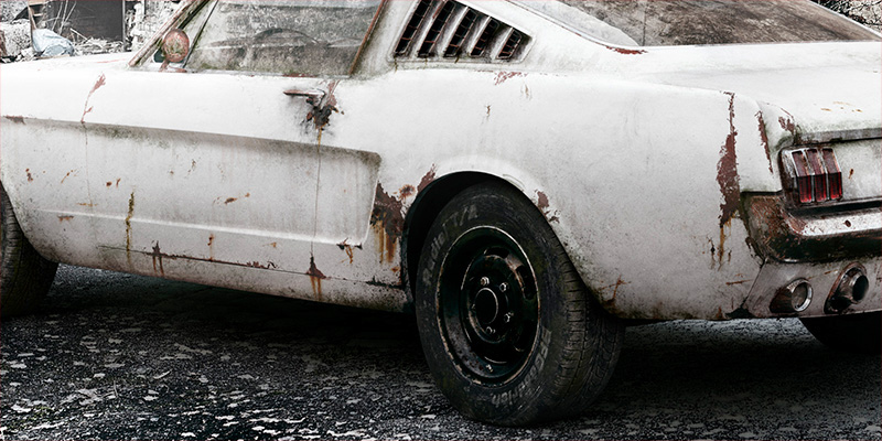 Mustang rust CGI Fastback dirt Ford corona 3ds max