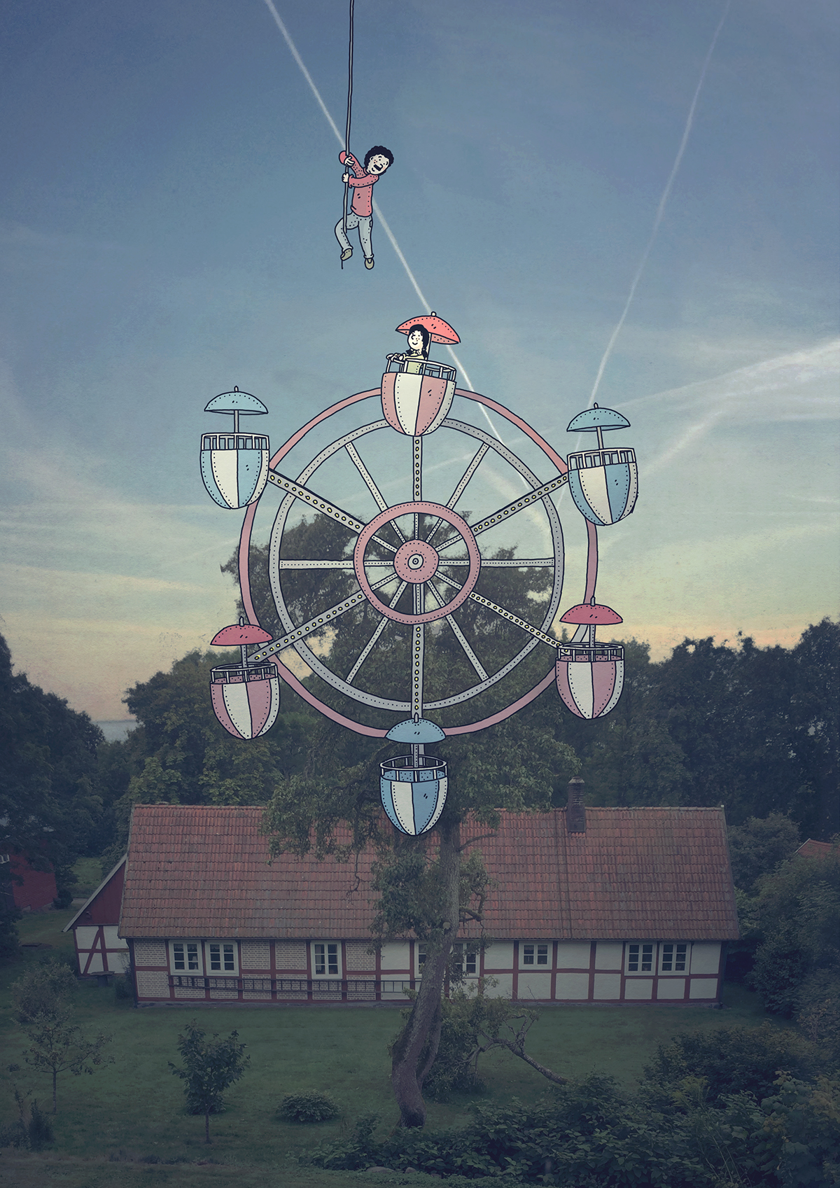 dreams photos Photo Manipulation  clouds bed robot Ferris Wheel woods chickens UFO boat Island