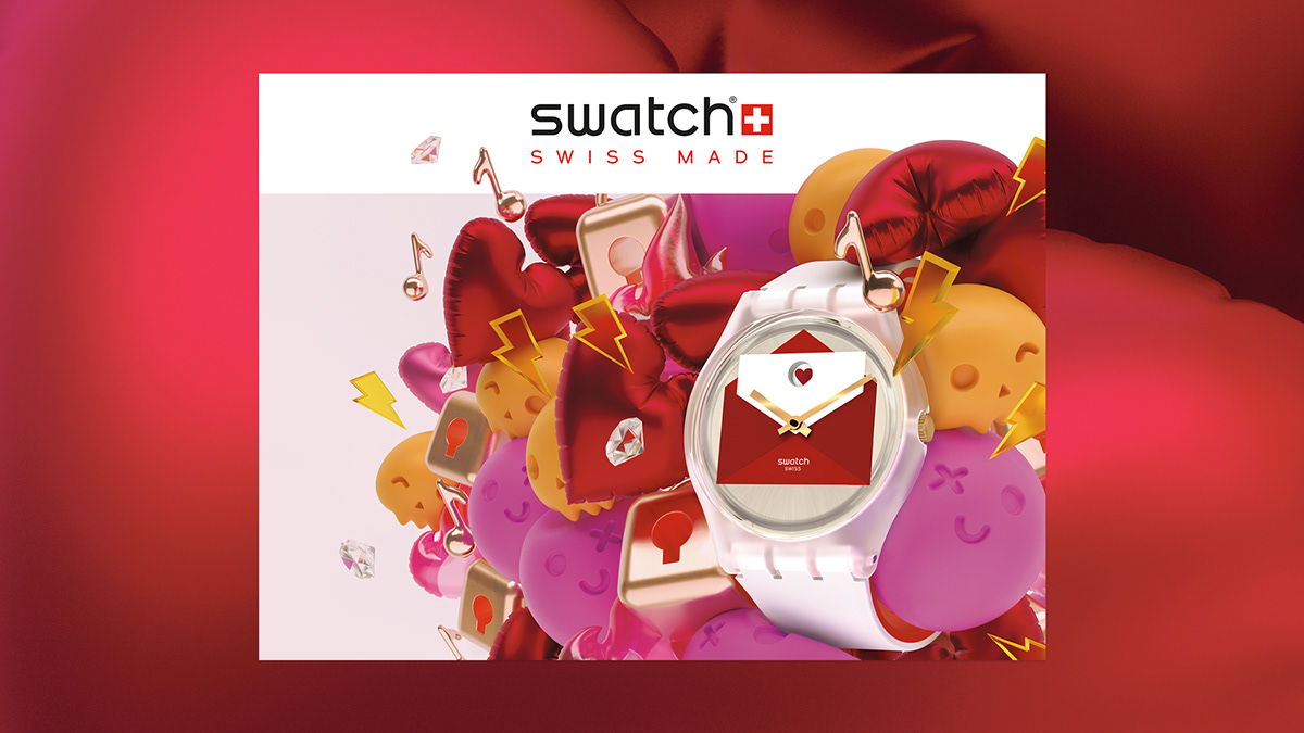 animation  valentine’s day vday pink red watch swatch squashy Love heart