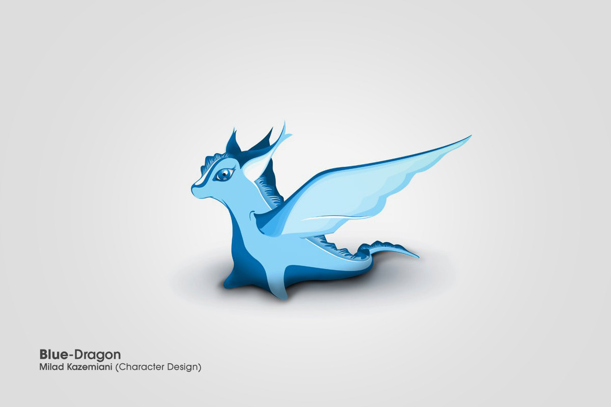 blue dragon Milad Kazemiani Virgole Art Studio Character design  ILLUSTRATION 