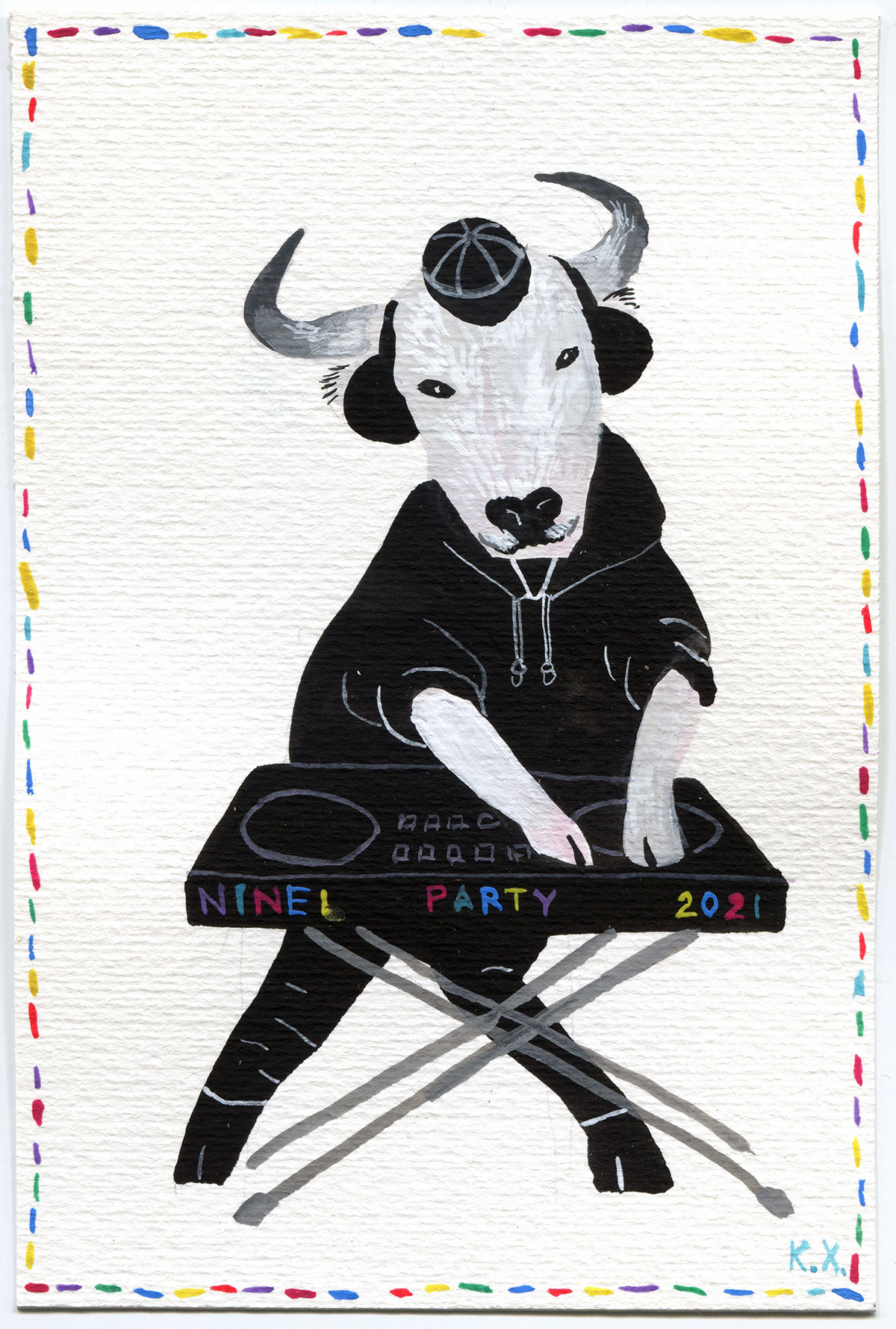 animal portraits bull portraits cards chinese new year Gouache Illustration Hand Painted happy new year Lunar New Year New Year Cards white bull