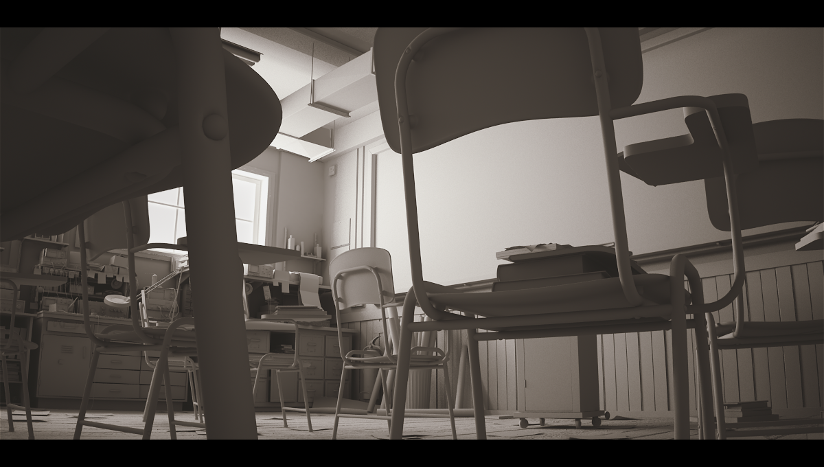 classroom makingof scene CG CGI 3dmax 3D 3-D studio aiko making