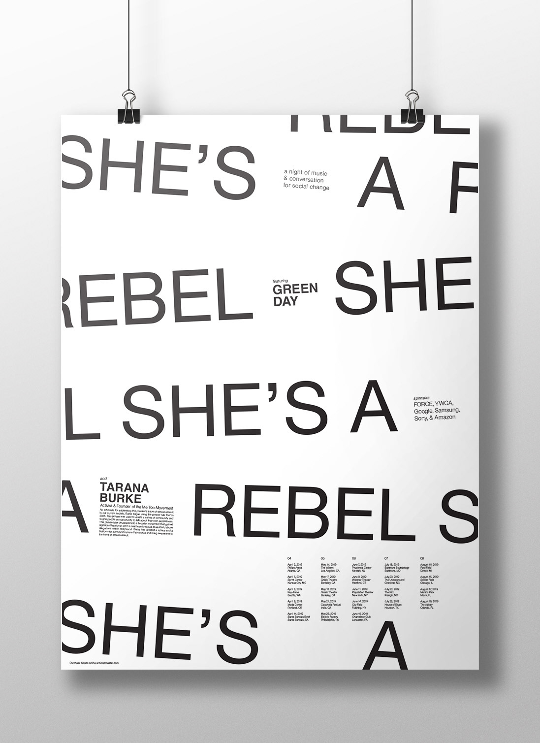 green day poster typography   line benefit music Show rebel black adobeawards