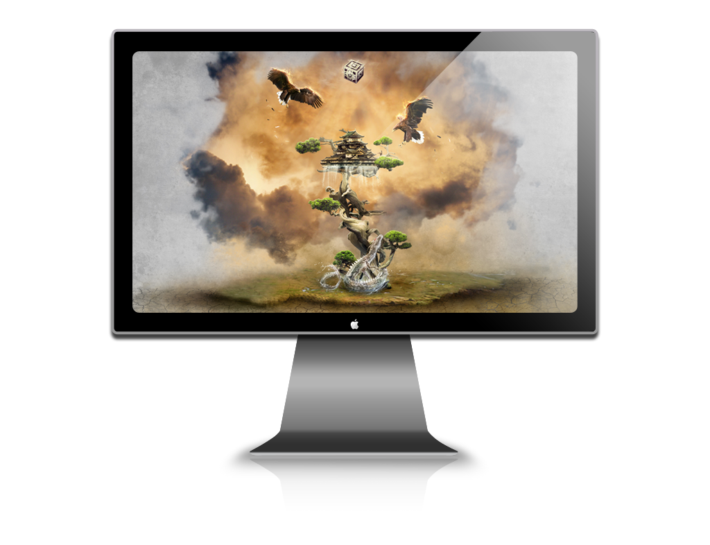 desktopography cube eagle dragon bonsai Tree  earth desktop wallpaper life birth china palace waterfall