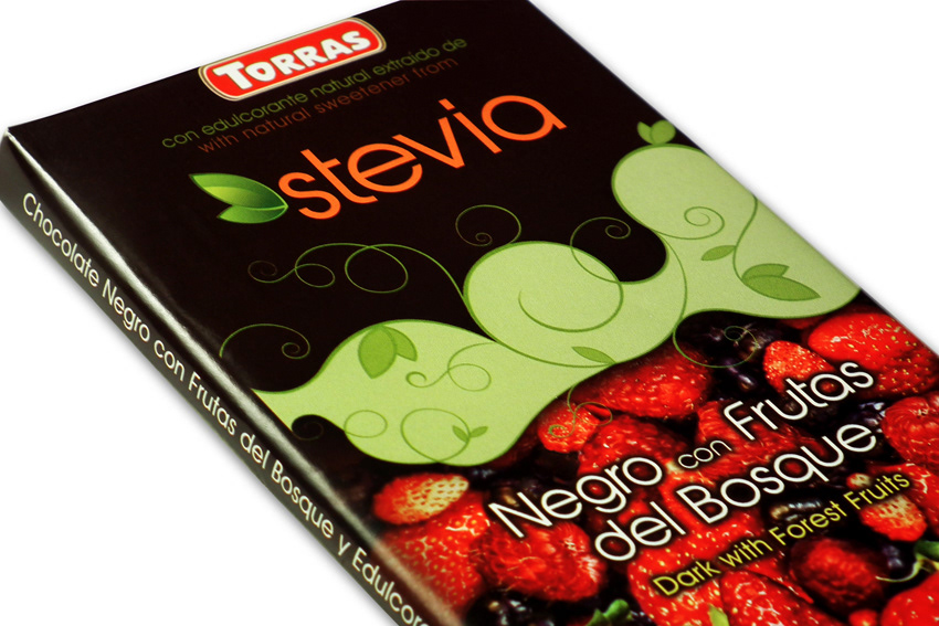 Logotipo envoltura producto sugar free gluten free chocolate sin azucar chocolate sin gluten stevia edulcorante natural