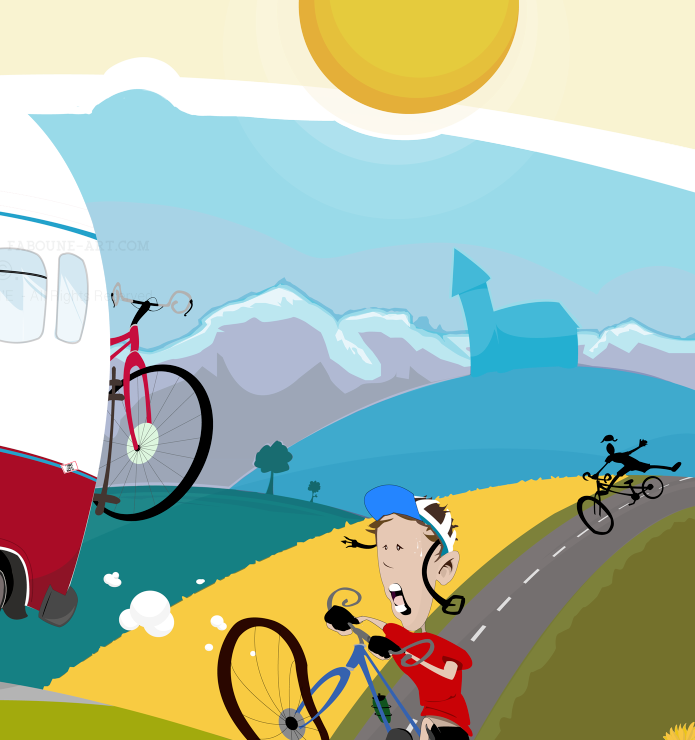camping car cyclotourisme dessin gers ILLUSTRATION  sud ouest velo visuel