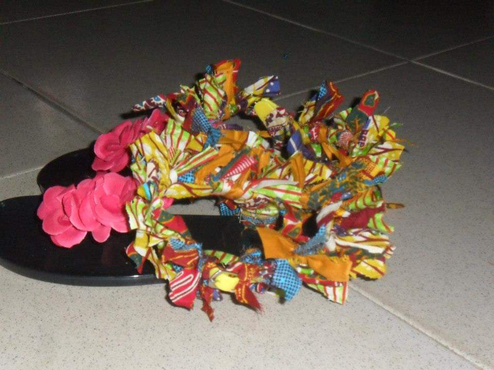 Sandals design made out of discarded clothes