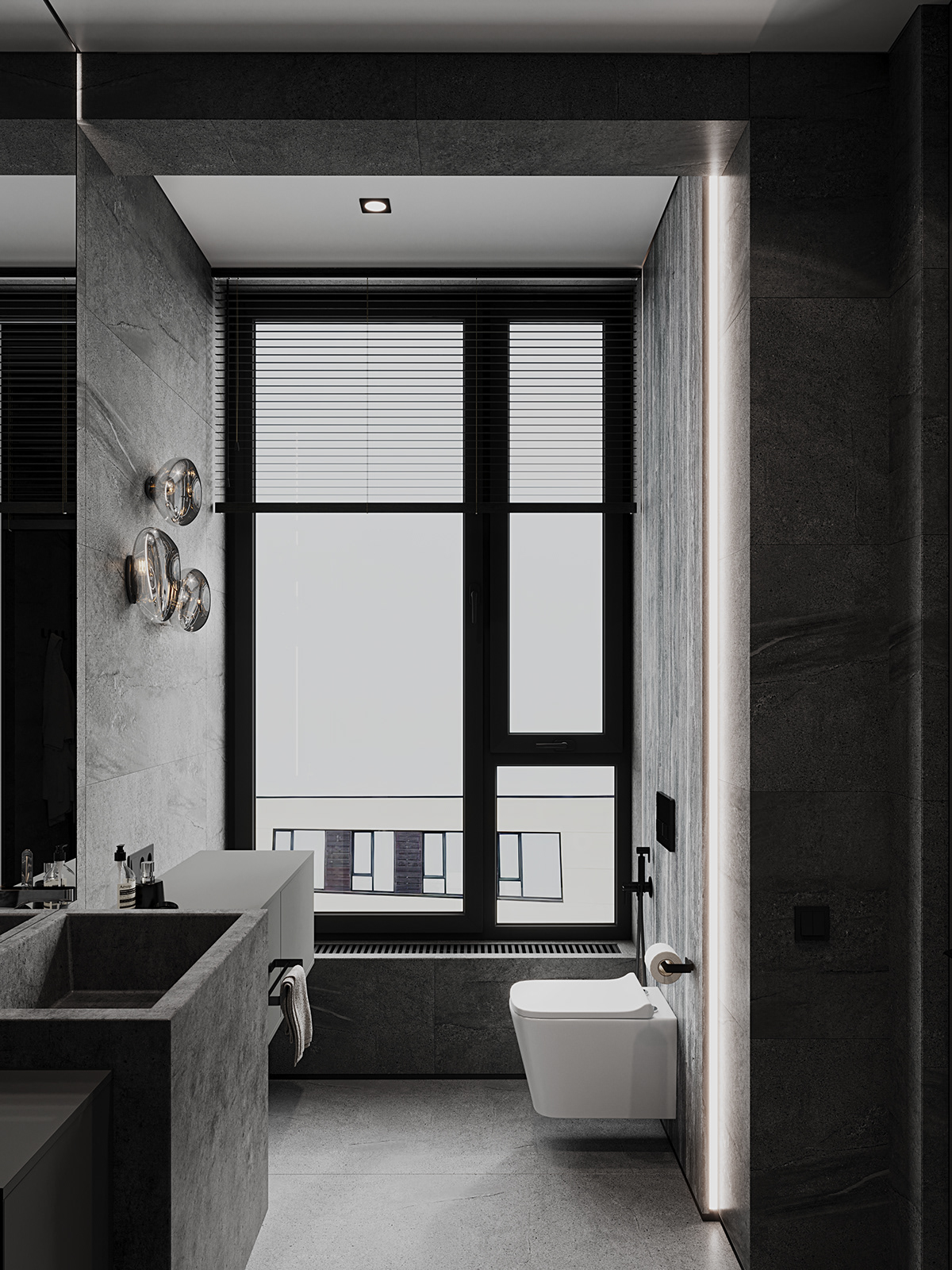 Душевая Санузел bathroom ванная комната серый интерьер