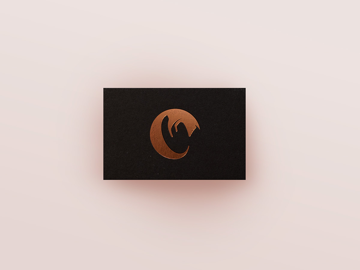monogram logodesign FOX hotfoil black paper dj Nightlife copper businesscards Music Packaging