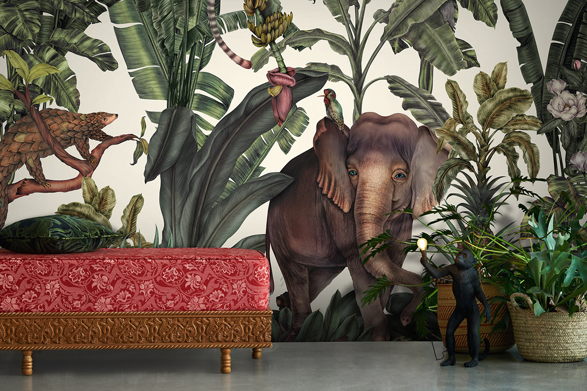 botanical decoration Drawing  Interior Jungles Mural painting   plants wallart wallpaper