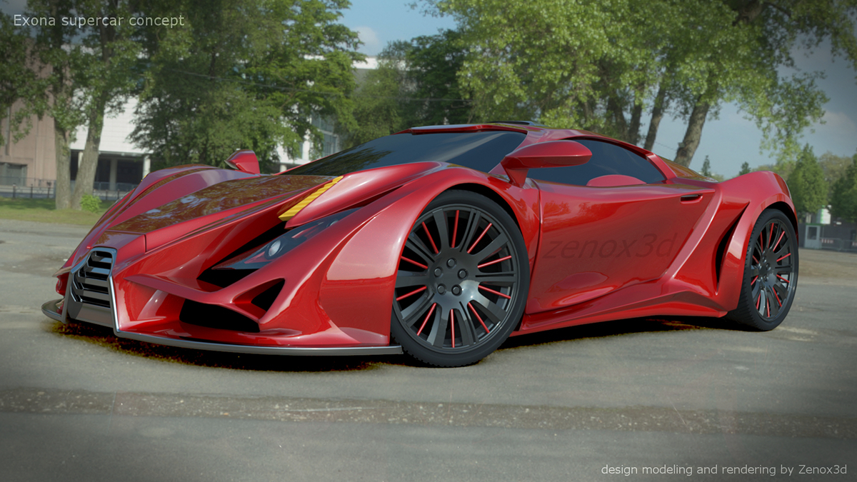 car concept rendering 3D simlab composer car design futuristic coupe Racing exona concept 
