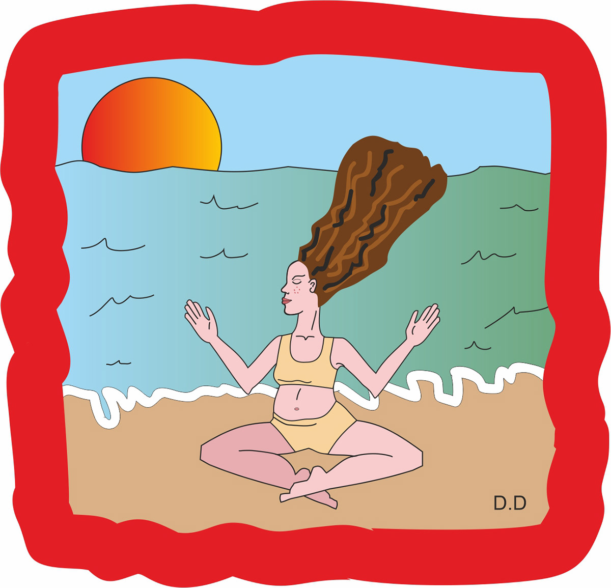 дизайн женщина иллюстрация красота море пляж солнце энергия