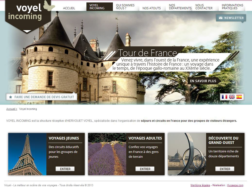 Travel  agency  Voyages purple Contao Webdesign Freelance hypaepa Nantes france