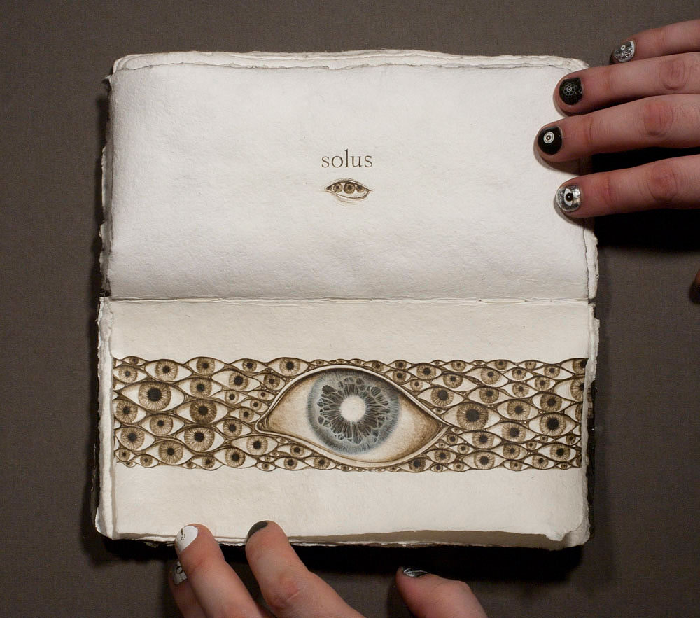 artist’s book artbook book SENTENTIA Latin eye eyes sphere package Bookbinding inside-outside watercolor Paper of manual manufacturing