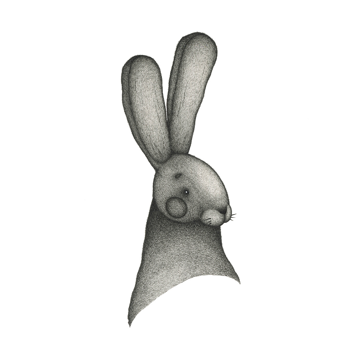 ILLUSTRATION  pen paper cross hatching Pointillism animal bunny