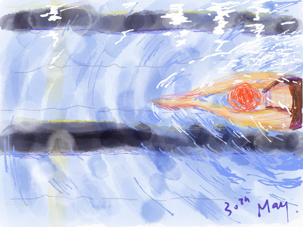 sketches Routine color summer swimming iPad