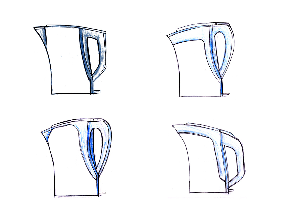 kettle 3D cad sketching design development plastic stainless steel Kitchen Appliance appliance water jug photorealism