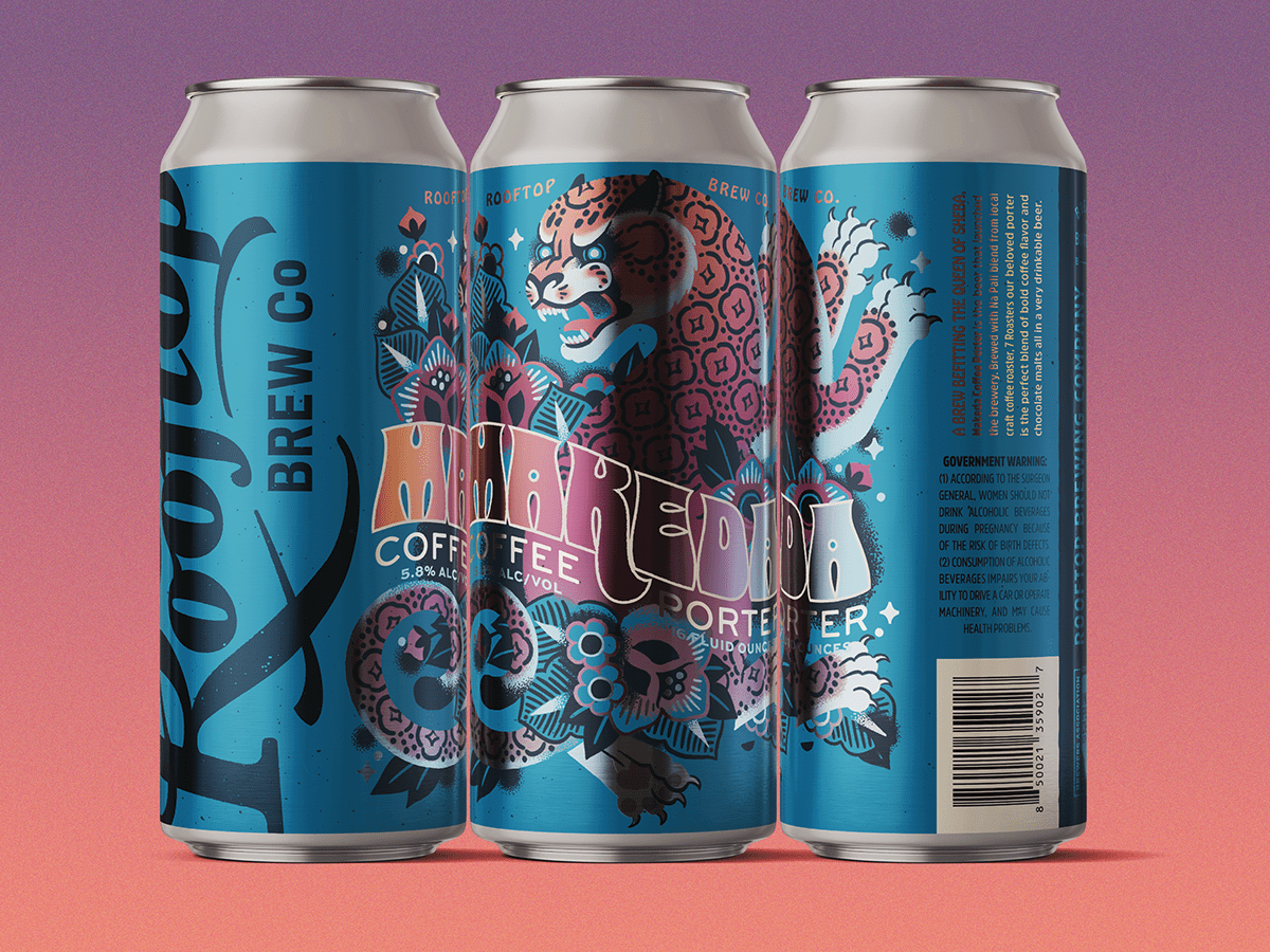 Makeda Coffee Porter can label design by Chelsea Wirtz