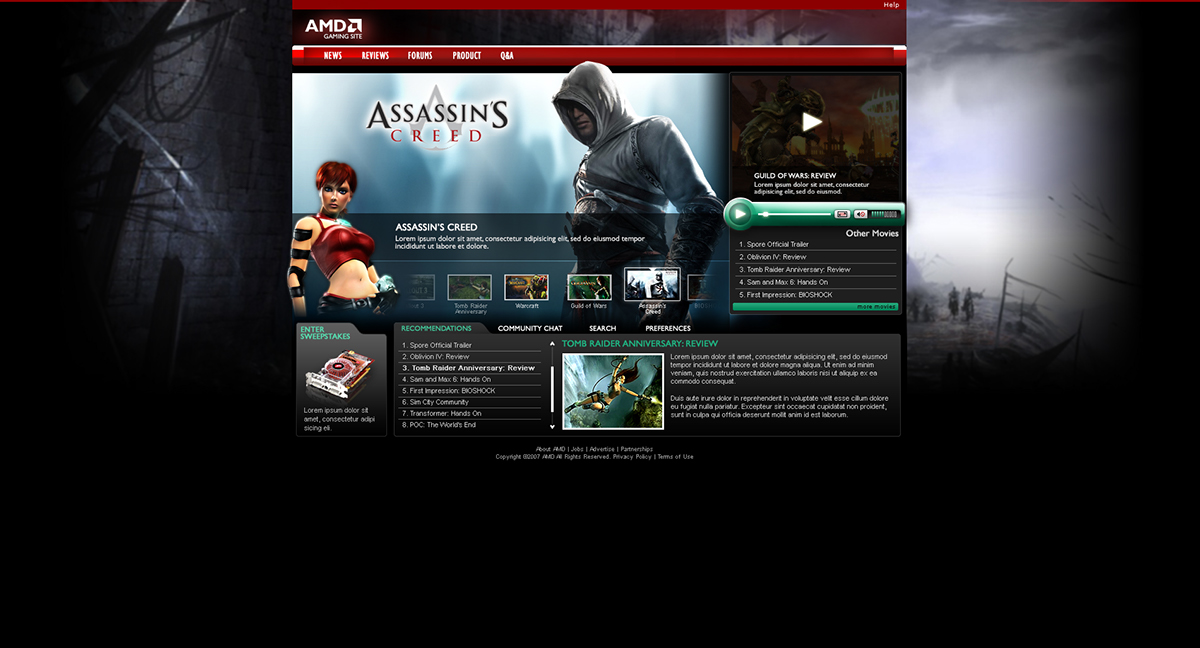 AMD Website gaming site ui elements personas UI/UX user interface ux