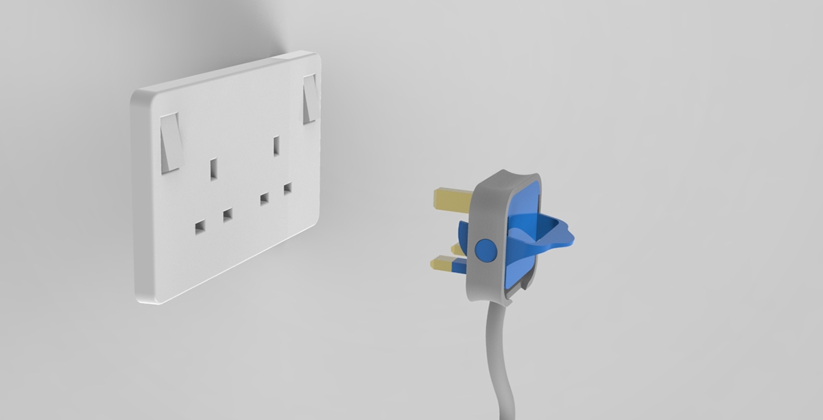 UK Plug socket electrical power plastic cool design graphics Solidworks keyshot Render cad product cover