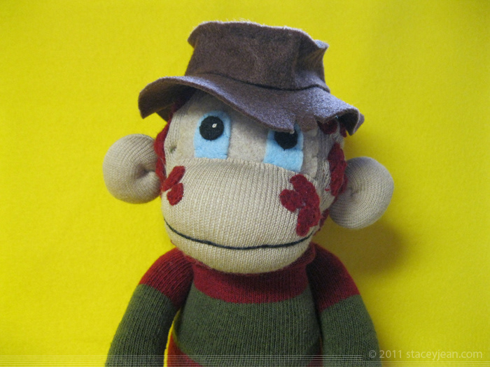 freddy krueger  sock monkey doll plush