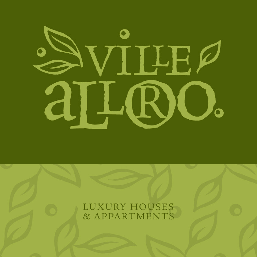 Laurel bay leaf Villa luxury apartment house settlement logo terracota