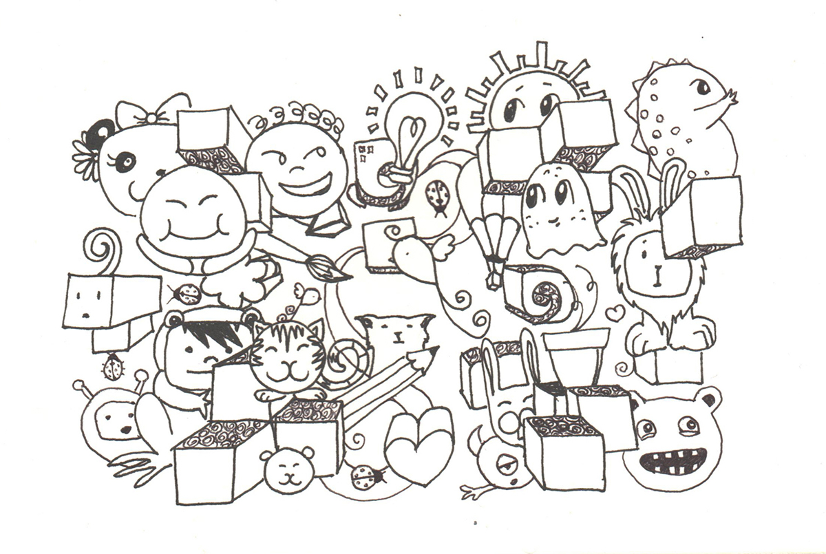 doodle twitter Header cover photo teenu line drawing Fun funny crazy art