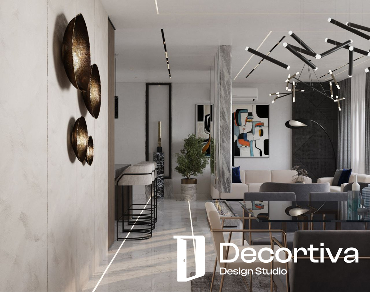 interior design  architecture decoration reception kitchen wood Marble luxury modern