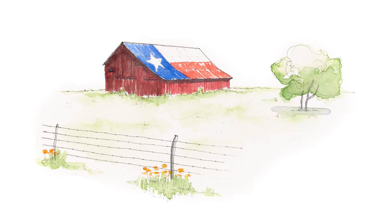 alamo art art print barn Drawing  ILLUSTRATION  prada marfa texas texas monthly watercolor