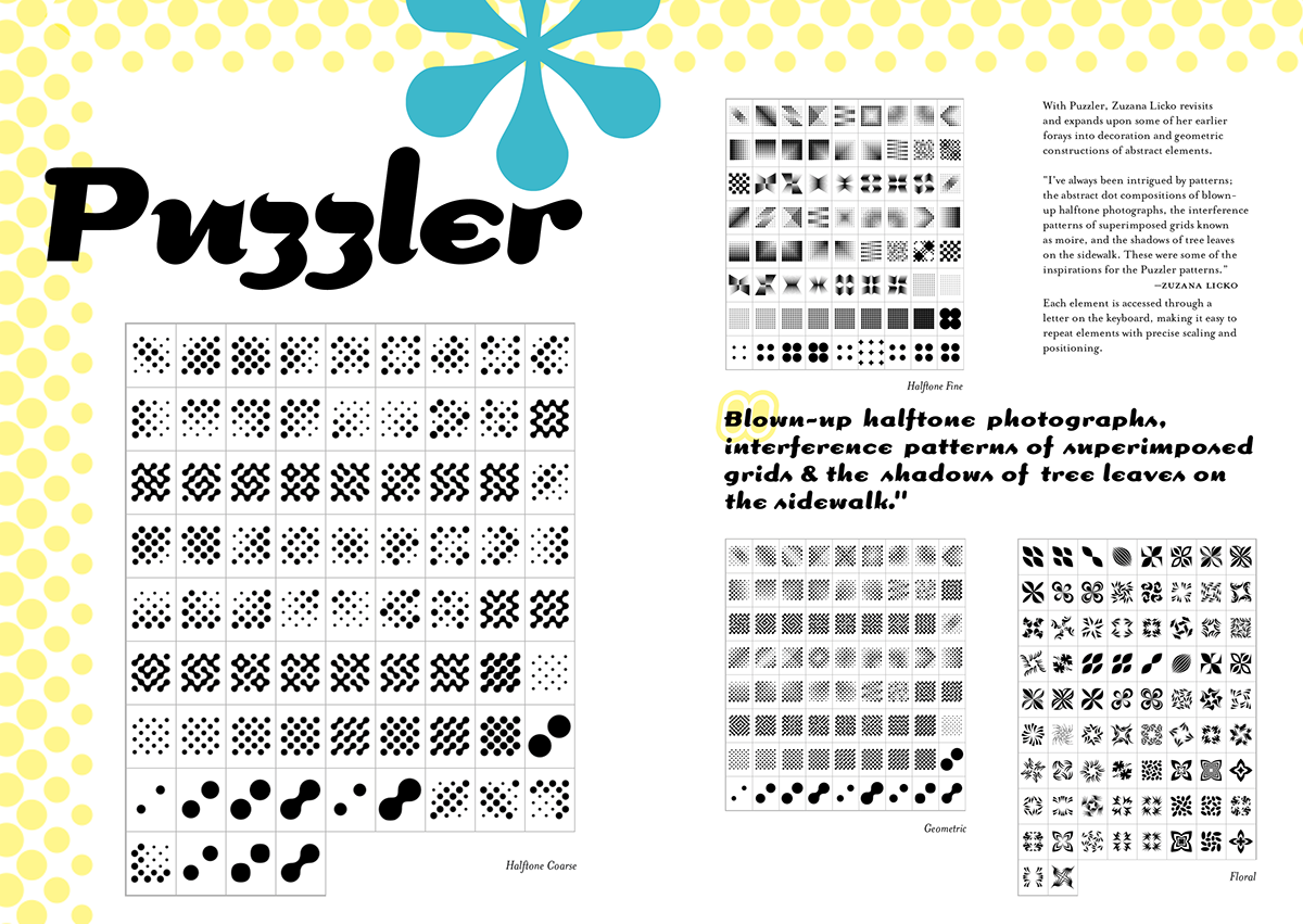 Booklet type Type 1 Typography 1 graphic Zuzana Licko licko zuzana type design designer type designer puzzler Dogma Mrs. Eaves woodward